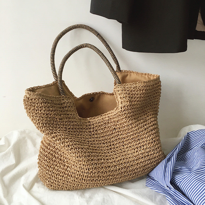 Vintage Straw Bag Large Capacity Woven Tote