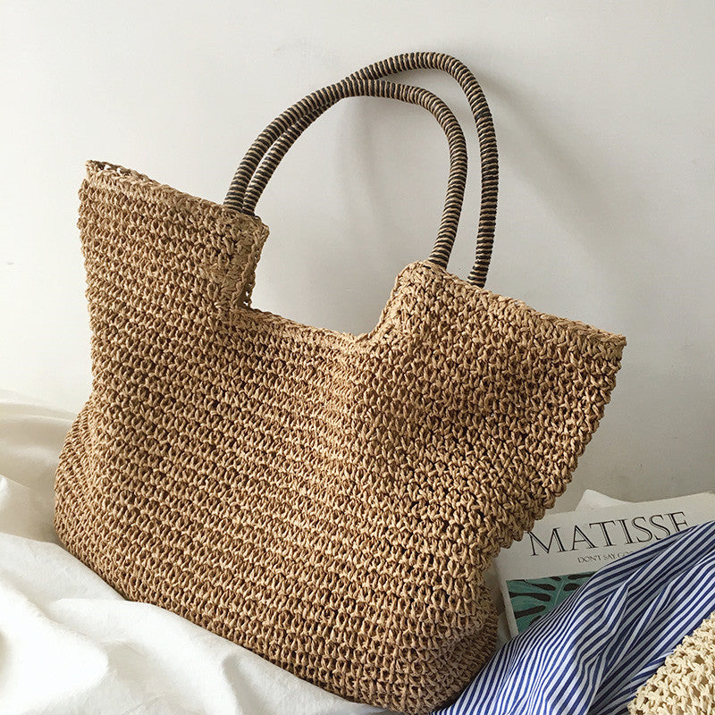 Vintage Straw Bag Large Capacity Woven Tote