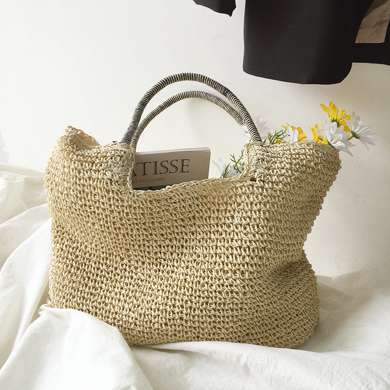 Vintage Straw Bag Large Capacity Woven Tote
