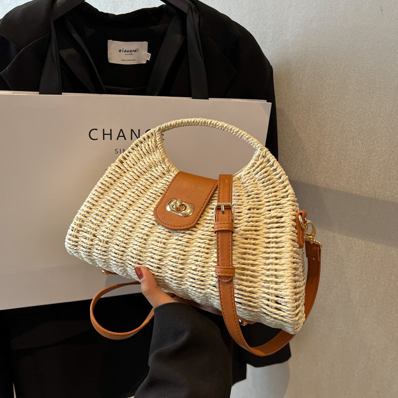 Straw Clash Color Handbag