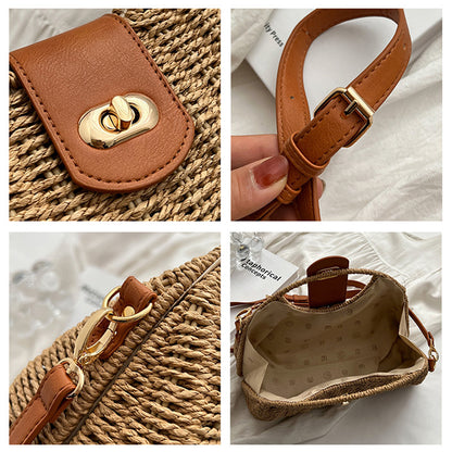 Straw Clash Color Handbag