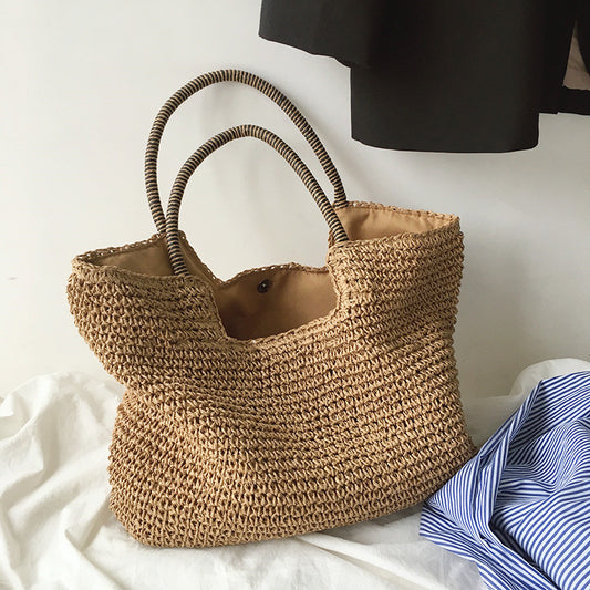Vintage Straw Bag Large Capacity Woven Tote