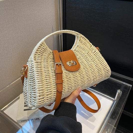 Straw Clash Color Handbag