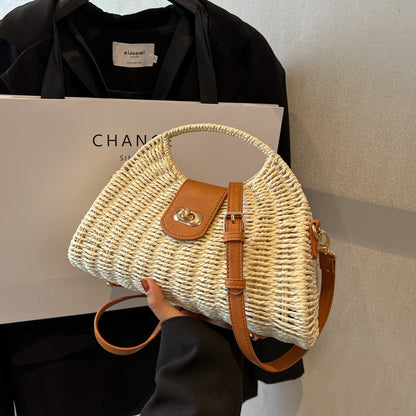 Straw Clash Color Handbag